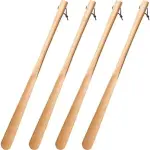 Extra Long Beech Shoe Horn for Men - Classic Smooth Shoe Lifter for Elderly & Seniors, Easy Grip with Lanyard, Perfect for Effortless Shoe Wearing