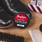 Angelus Shoe Shine Kit, Black- Boot and Shoe Polish Wax, Shoe Cream 3oz, Horsehair Brush, Dauber, and Cloth | 5 Piece Set, Gift Idea for Father's Day, Dad, Husband