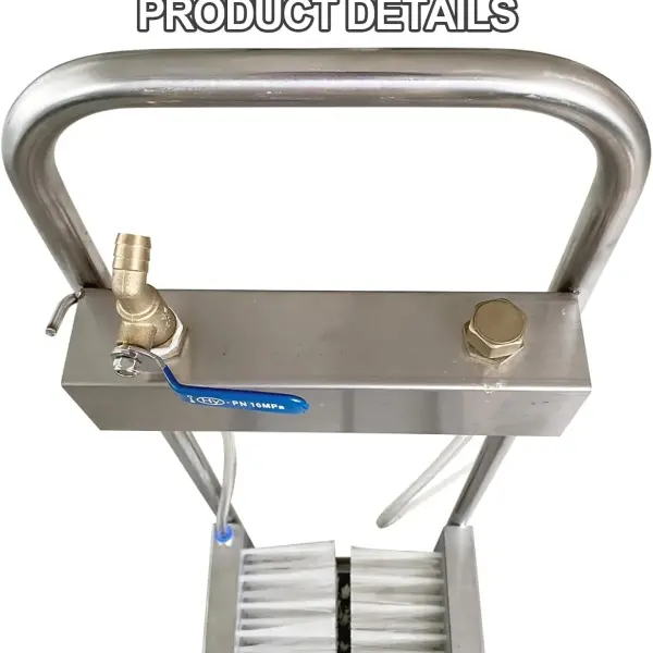 Farm Boot Scrubber with 3-Sided Brushes and Water Spray, Heavy-Duty Stainless Steel Shoe Cleaner Tool for Livestock and Ranch Use