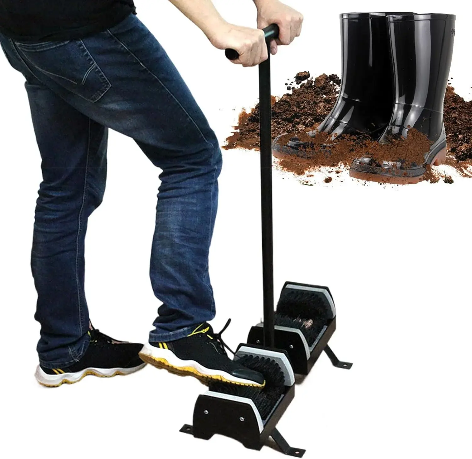 Double Sided Garden Boot Scraper Brush - Heavy Duty Mud Remover Tool for Clay, Grass & Dirt - Essential Shed Accessory for Outdoor Cleaning & Maintenance