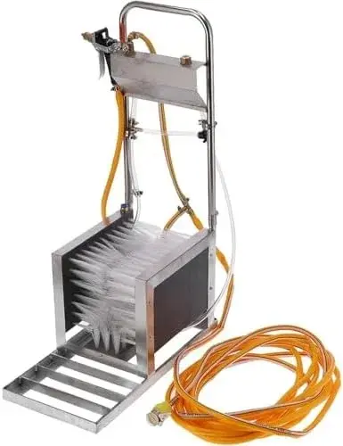 Boot Scrubber, Stainless Steel Shoe Brush Scraper & Footwear Cleaner, with Water Spray Gun, Automatic Scrubber Boot Scraper Boot Brush Mud Remover for Livestock Farm