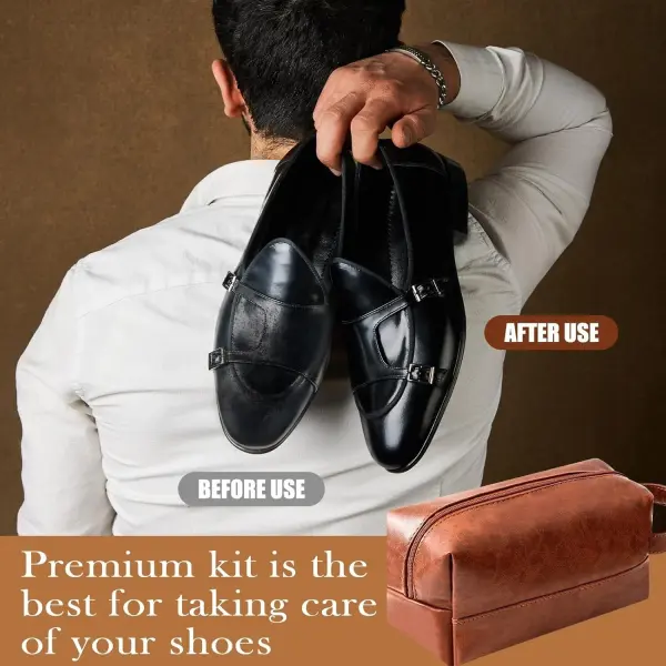 13 Pcs Shoe Polish Kit, Leather Boot Care Set with Horsehair Brushes, Wax, Sponges, Gifts for Men Dad