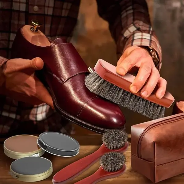 13 Pcs Shoe Polish Kit, Leather Boot Care Set with Horsehair Brushes, Wax, Sponges, Gifts for Men Dad