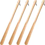 Extra Long Shoe Horn for Men and Women Classic Beech Wood Lifter, Easy to Use Smooth Shoe Spoon with Lanyard, Ideal for Seniors and Elderly Mobility Assistance, Boot Spoon, Easy Wear Helper,68 * 4.3