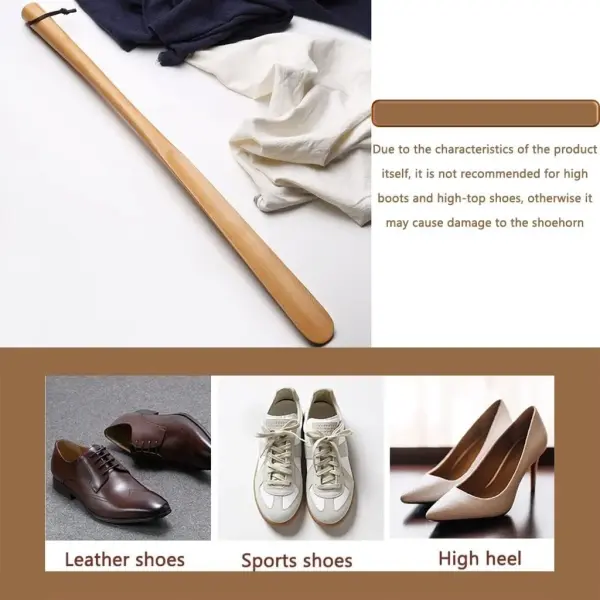 Extra Long Shoe Horn for Men and Women Classic Beech Wood Lifter, Easy to Use Smooth Shoe Spoon with Lanyard, Ideal for Seniors and Elderly Mobility Assistance, Boot Spoon, Easy Wear Helper,68 * 4.3