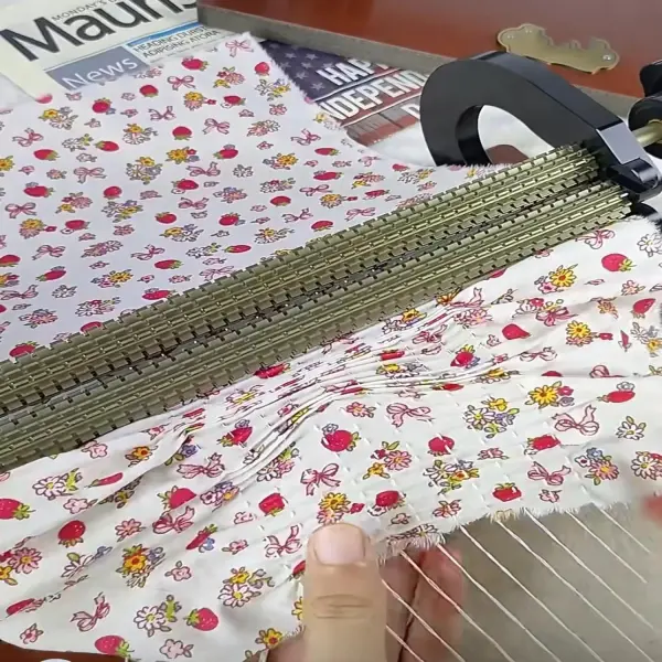 32 Row Adjustable Smocking Pleater with Back Box, Special Needle and Ruffler Sewing Machine Presser Foot Attachment, Gathering Pleats and Ruffles Tool for Clothing Fabric DIY