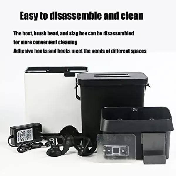 Portafilter Cleaner Knock Box 150W Coffee Cleaning 58mm 300rpm Stainless Steel Espresso Cleaning Brush Tools,Grey,Grey