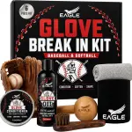 Eagle Glove Break in Kit - Glove Oil (8.45oz), Conditioner (3.38oz), Wrap, Mallet, Applicator & Cloth, 6-Pieces Set for Baseball Gloves, Softball Gloves