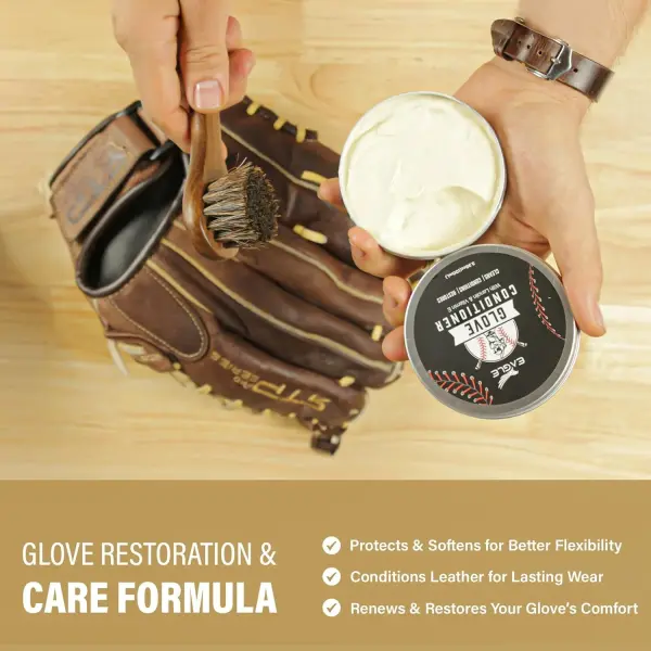 Eagle Glove Break in Kit - Glove Oil (8.45oz), Conditioner (3.38oz), Wrap, Mallet, Applicator & Cloth, 6-Pieces Set for Baseball Gloves, Softball Gloves