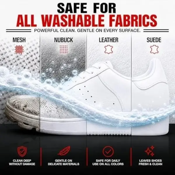 RED MOOSE Shoe & Sneaker Cleaner Kit – Leather, Suede, Nubuck, Canvas & White Shoes with Brush, Foam & Cloth, Made in USA