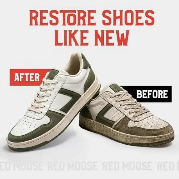 RED MOOSE Shoe & Sneaker Cleaner Kit – Leather, Suede, Nubuck, Canvas & White Shoes with Brush, Foam & Cloth, Made in USA