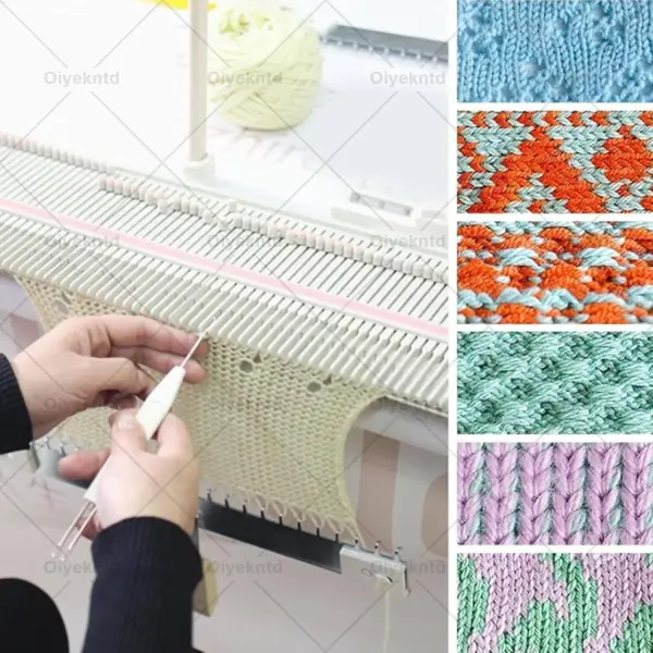 Oiyekntd Knitting Machine, 6.5mm Mid Gauge 150 Stitches Plastic Domestic Knitting Machine with Accessories Household Sewing Tool Set for Women Home Sock Hat Scarf