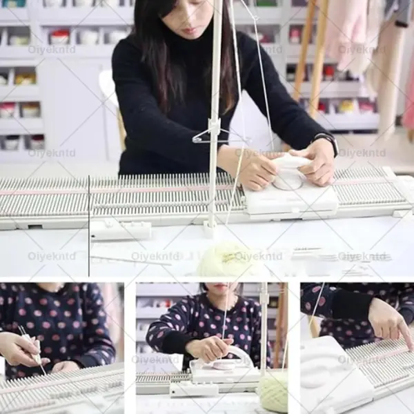Oiyekntd Knitting Machine, 6.5mm Mid Gauge 150 Stitches Plastic Domestic Knitting Machine with Accessories Household Sewing Tool Set for Women Home Sock Hat Scarf