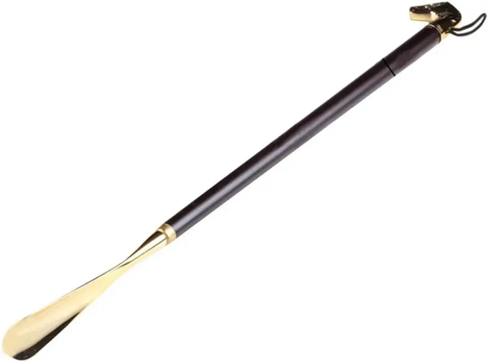 Long Handle Metal Wooden Shoehorn - Ergonomic Design for Easy Shoe Wearing, Ideal for Seniors and People with Limited Mobility, Durable and Stylish Accessory