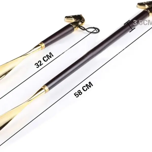 Long Handle Metal Wooden Shoehorn - Ergonomic Design for Easy Shoe Wearing, Ideal for Seniors and People with Limited Mobility, Durable and Stylish Accessory