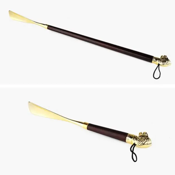 Long Handle Metal Wooden Shoehorn - Ergonomic Design for Easy Shoe Wearing, Ideal for Seniors and People with Limited Mobility, Durable and Stylish Accessory