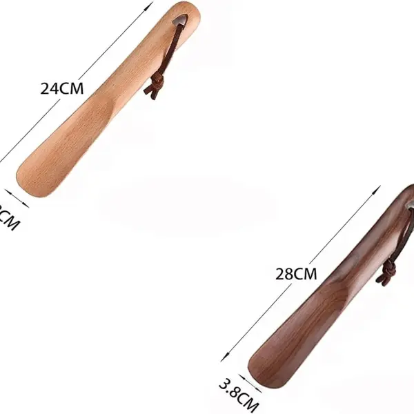 Metal Shoe Horn-Long Shoe Horn Solid Wood Shoe Lifter for Household Lazy People wear Shoes Shoehorn