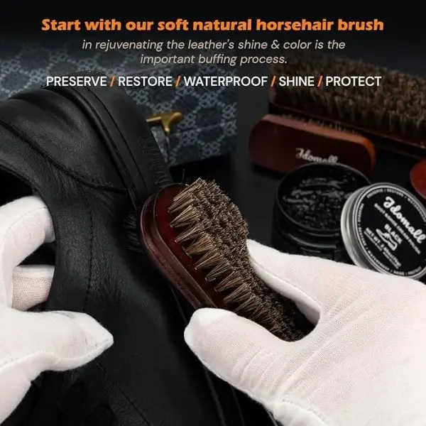 Shoe Care Kit - 16pc, Blue: Premium Deluxe Shoe Polish Kit - Black, Brown & Neutral Polish, Horsehair Brushes, Buffing Cloth & More for Leather Shoes & Boots Care