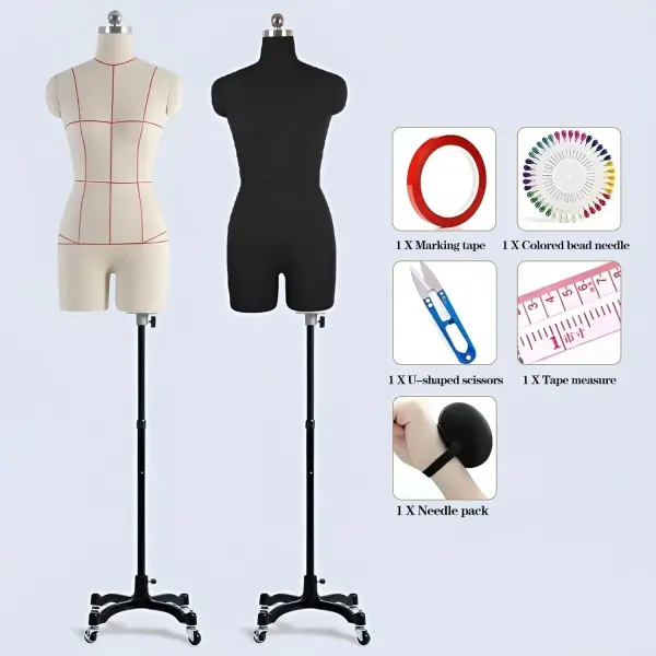 Adjustable White Dress Form on Wheels, S-Model 80 Tailor Mannequin Dummy for Clothing Design, Ideal for Dressmakers & Fashion Designers, Versatile Sewing Tool