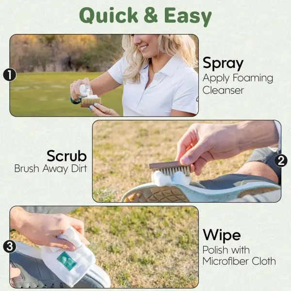 Caddy Splash Complete Golf Shoe Cleaning Kit - 4oz Foaming Cleanser, Durable & Safe Shoe Brush, Premium Microfiber Towel & Multi Purpose Travel Wipes - All-in-One Cleaning Solution - USA Company