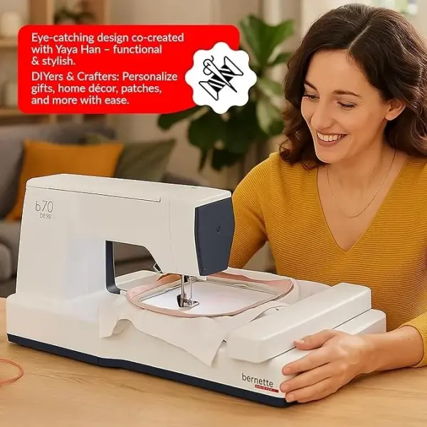 Bernette B70 Embroidery Machine Bundle - Heavy Duty Embroidery Machine with $300 Worth of Embroidery Tools and Accessories Great for Beginners and Experts