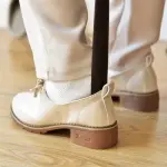 Extra Long Wooden Shoehorn 26-30in - Ergonomic Lazy Shoe Helper Spoon for Seniors, Elderly, Women & Kids - Effortless Shoe Wearing Aid with Stable Base (75cm)(65cm)