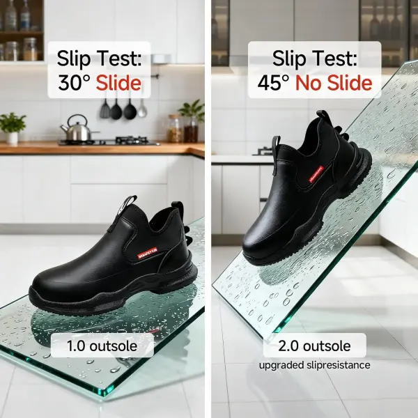 Hiwell Chef Shoes Waterproof Oilproof Comfortable Anti Slip Shoes for Men, Food Service Chef Kitchen Non Slip Work Shoe