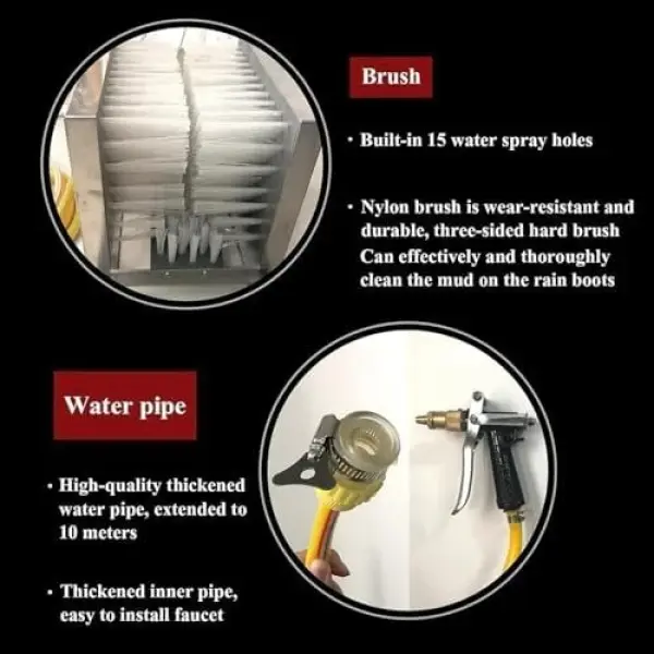 Automatic Shoe Cleaning Machine - Water Spray & 3-Sided Brushes for Efficient Dirt, Dust, & Mud Removal - Ideal for Farm & Construction Use - Heavy Duty & Easy to Operate