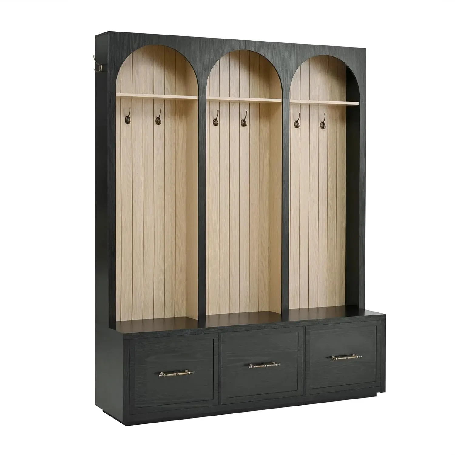 Hall Tree with Bench and Shoe Storage, Entryway Coat Rack with 8 Hooks, Clothes Racks for Hanging Closet, Mudroom Bench with Storage and Seating, Garment Storage Rack,A-1