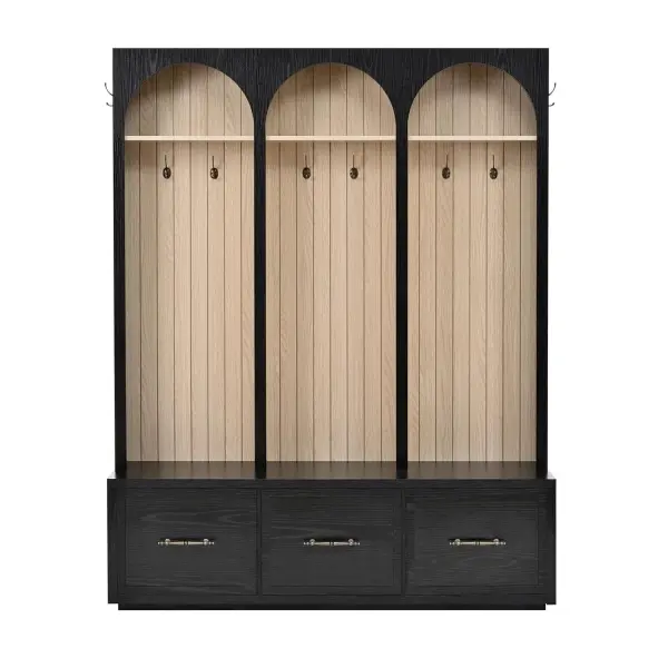 Hall Tree with Bench and Shoe Storage, Entryway Coat Rack with 8 Hooks, Clothes Racks for Hanging Closet, Mudroom Bench with Storage and Seating, Garment Storage Rack,A-1