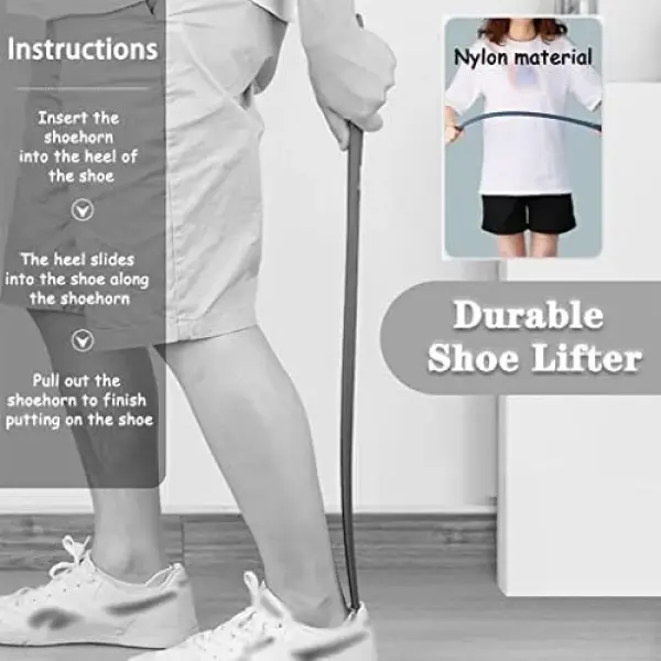Long Handle Shoe Horn & Magnetic Boot Lifter - Easy Footwear Access Tool for Seniors, Elderly, Disabled & Pregnant Women - Enhance Comfort & Independence