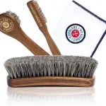 Cobbler’s Choice Co. Leather Care Kit with Horsehair Shoe Brush, Dauber Brush, Welt Brush, Microfiber Cloth - Brown