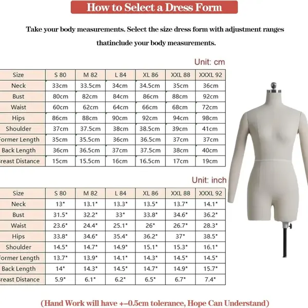 Adjustable XL Soft Foam Dress Form Mannequin with Arms - Tailor Dummy for Sewing, Fashion Design, Alterations, Pin-Friendly Female Model, Craft & Dressmaking Tool 86