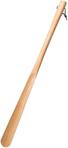 Extra Long B Wooden Shoe Horn - Easy Grip Shoe Helper for Men & Seniors, Smooth Finish, Convenient Lanyard for Effortless Storage & Use, Ideal for Elderly & Mobility Impaired