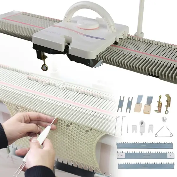 JINGEDD Automatic Knitting Machine Kit, Medium Gauge 6.5mm 150 Stitches Plastic Household Knitting Machine with Accessories Household Sewing Tool Set