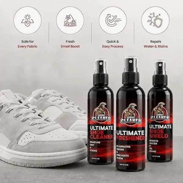 Combat Cleaner Shoe Cleaning Kit – Complete Sneaker Care Solution for Leather, Suede, Canvas, Mesh, Nubuck & More