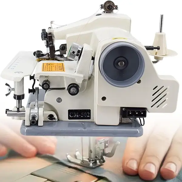 Portable Blind Hemming Machine 1200RPM High Speed Direct Drive Motor Adjustable Stitch Depth for Cotton Wool Synthetics Compact Desktop Sewing Tool with Metal Plate