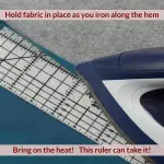 Madam Sew Hot Hem Ruler for Sewing and Quilting – Non-Slip Ironing Hot Ruler and Pleats with Dry or Steam Iron on Quilt Blocks and Clothes - 18” x 2.5” Hem Gauge