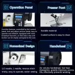 Industrial Fully Automatic Synchronous Sewing Machine with Table Stand and LED Sewing Light DIY 220V