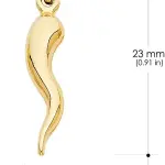 Ioka 14K Yellow Gold Cornicello Italian Horn Necklace Good Luck Charm Pendant with 0.8mm Box Chain