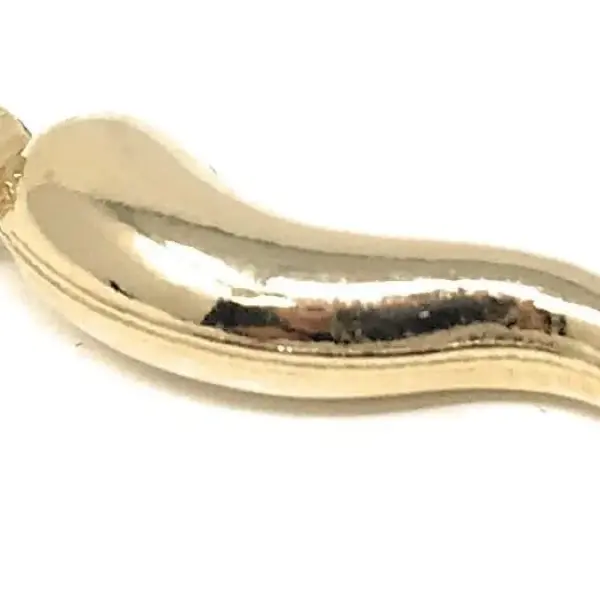 Ioka 14K Yellow Gold Cornicello Italian Horn Necklace Good Luck Charm Pendant with 0.8mm Box Chain