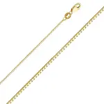 Ioka 14K Yellow Gold Cornicello Italian Horn Necklace Good Luck Charm Pendant with 0.8mm Box Chain