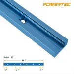 POWERTEC 48 Inch x4 Universal T track with 100 Pcs #6 X 1/2" Wood Screws, Double-Cut Profile T track with Predrilled Mounting Holes for Woodworking Jigs and Fixtures, Router Table, Workbench, 71953