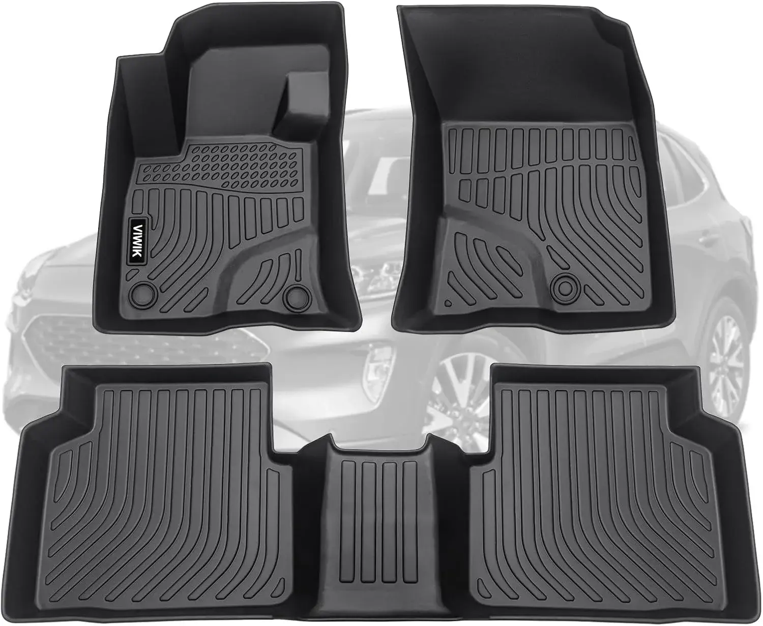 VIWIK Floor Mats Fit for Ford Escape 2020 2021 2022 2023 2024 (Not Hybrid), Car Mats All Weather Custom Floor Liners Full Set 1st and 2nd Row, TPE Car Accessories for Escape Not Hybrid