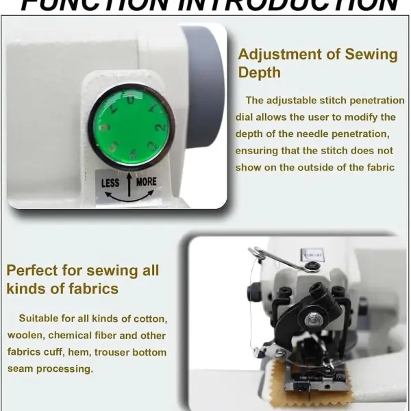 Portable Blind Stitch Sewing Machine 1200RPM with Foot Pedal, High Speed Electric Hemming Tool for Alterations, Adjustable Stitch Depth, Copper Motor, Compact Design for Home and Tailor Use