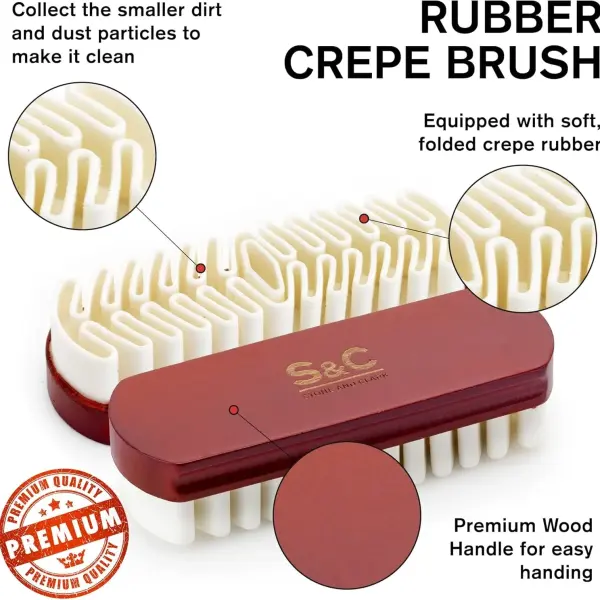 Crepe Suede Brush for Shoes, Furniture, Boots, Bags, Belts - Natural Suede Shoe Cleaner Made with Crepe Ribbon, Red Lotus Wood Handle - Nubuck Cleaner for Cleaning, Re-Fluffing & Lifting Nap