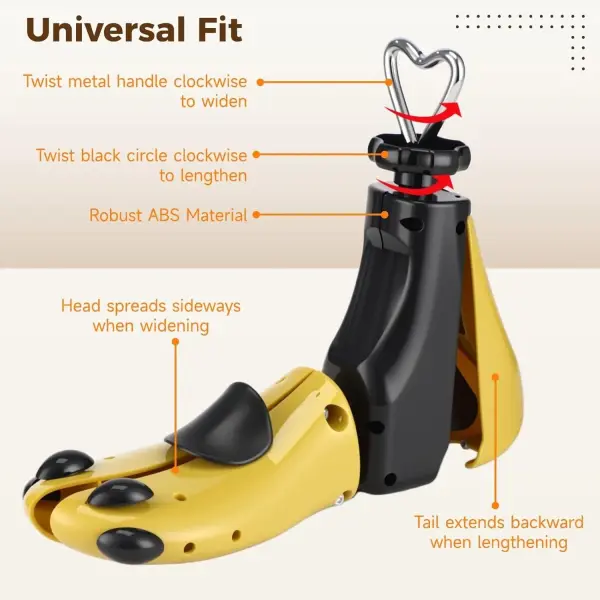 2 Pcs Shoe Stretcher Set for Wide Feet, Adjustable Width and Length Boot Stretcher, Shoe Expander for US Men Size 7-12, US Women Size 8.5-13.5, Includes Expansion Accessories