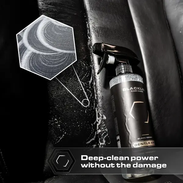 Blackline Car Leather Cleaner and Conditioner Care Kit with Microfiber Towel and Applicator Pad, Gentle APC and Leather Rehydrate, 2 16 Fl Oz Bottles for Leather Car Interiors