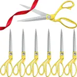 Amylove 6 Pcs Ribbon Cutting Scissors Metal Heavy Duty Stainless Steel Fabric Tailor for Ceremony Events Inaugurations Dressmaking Sewing Plastic Cardboard, 10.43 x 2.76 Inch (Style1,Gold)