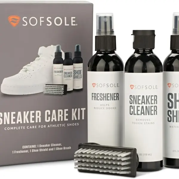 Sof Sole Shoe Care Kit with Cleaner, Shoe Shield Waterproofer and Scrub Brush for Sneakers and Boots